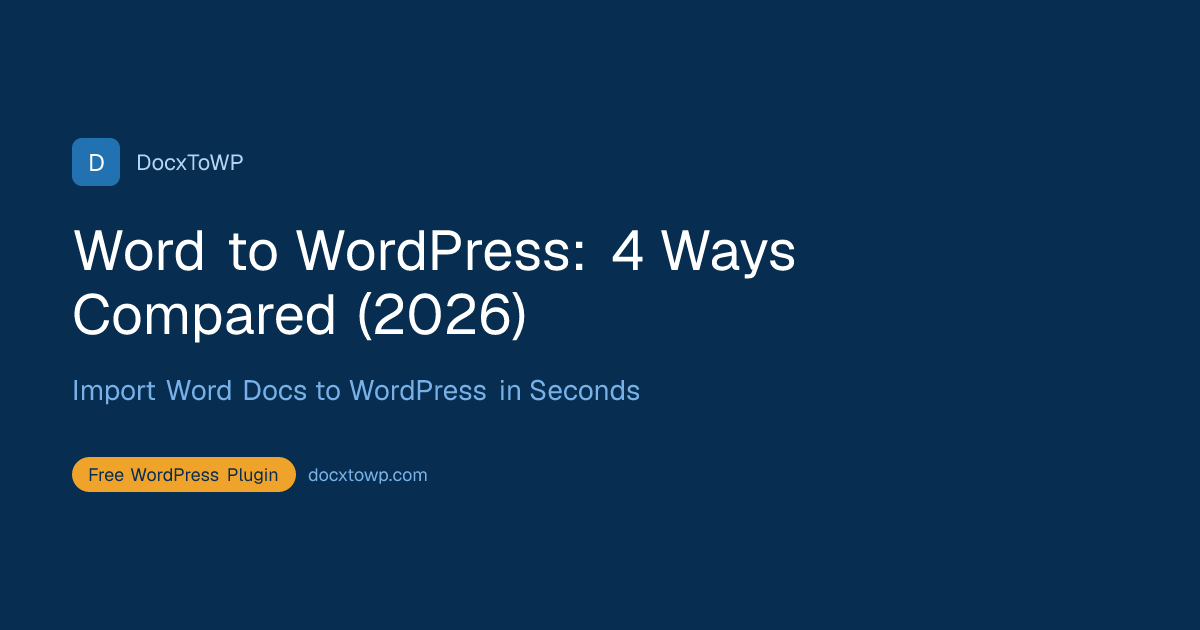 Word to WordPress: 4 Ways Compared (2026)